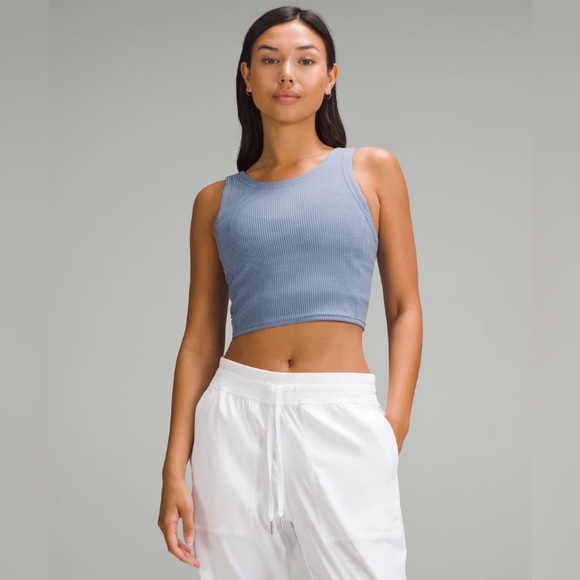 lululemon athletica Tops - Lululemon Ribbed Softstreme Cropped Tank Top, 10, Oasis Blue